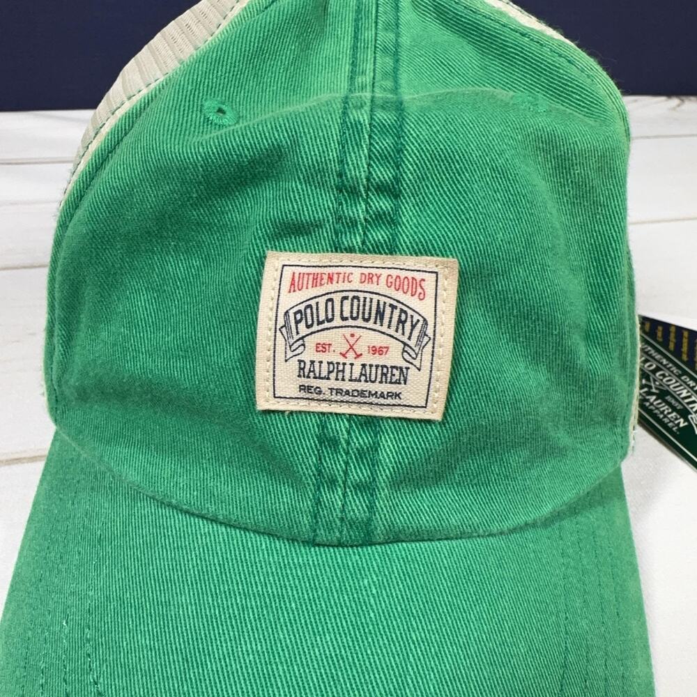 Polo Country Trucker Hat Mens OS Green Mesh Patch Cap Polo Ralph Lauren - Picture 2 of 12